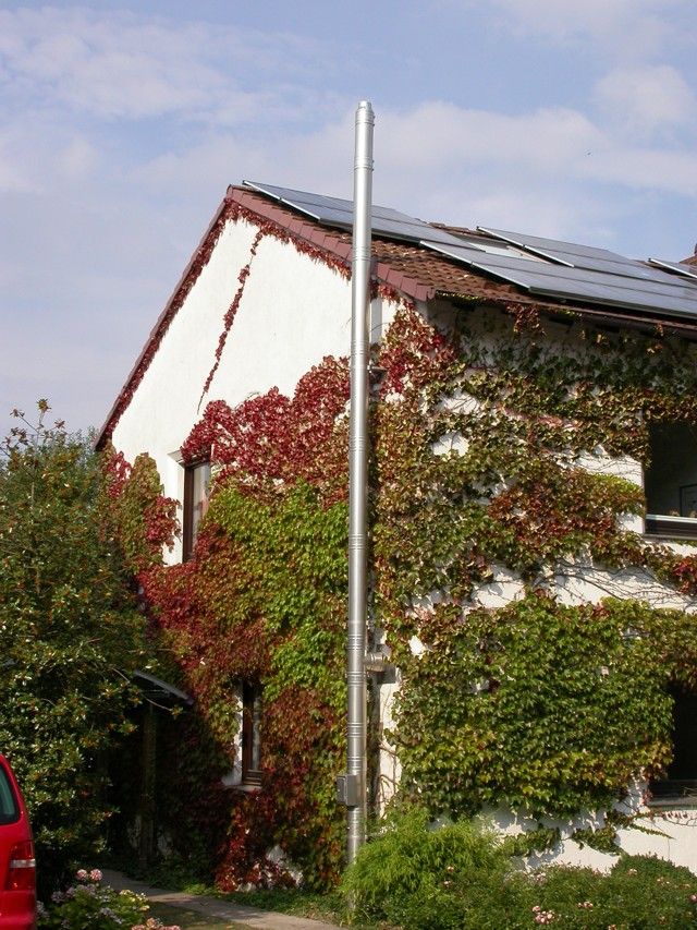 Edelstahlschornstein mattiert